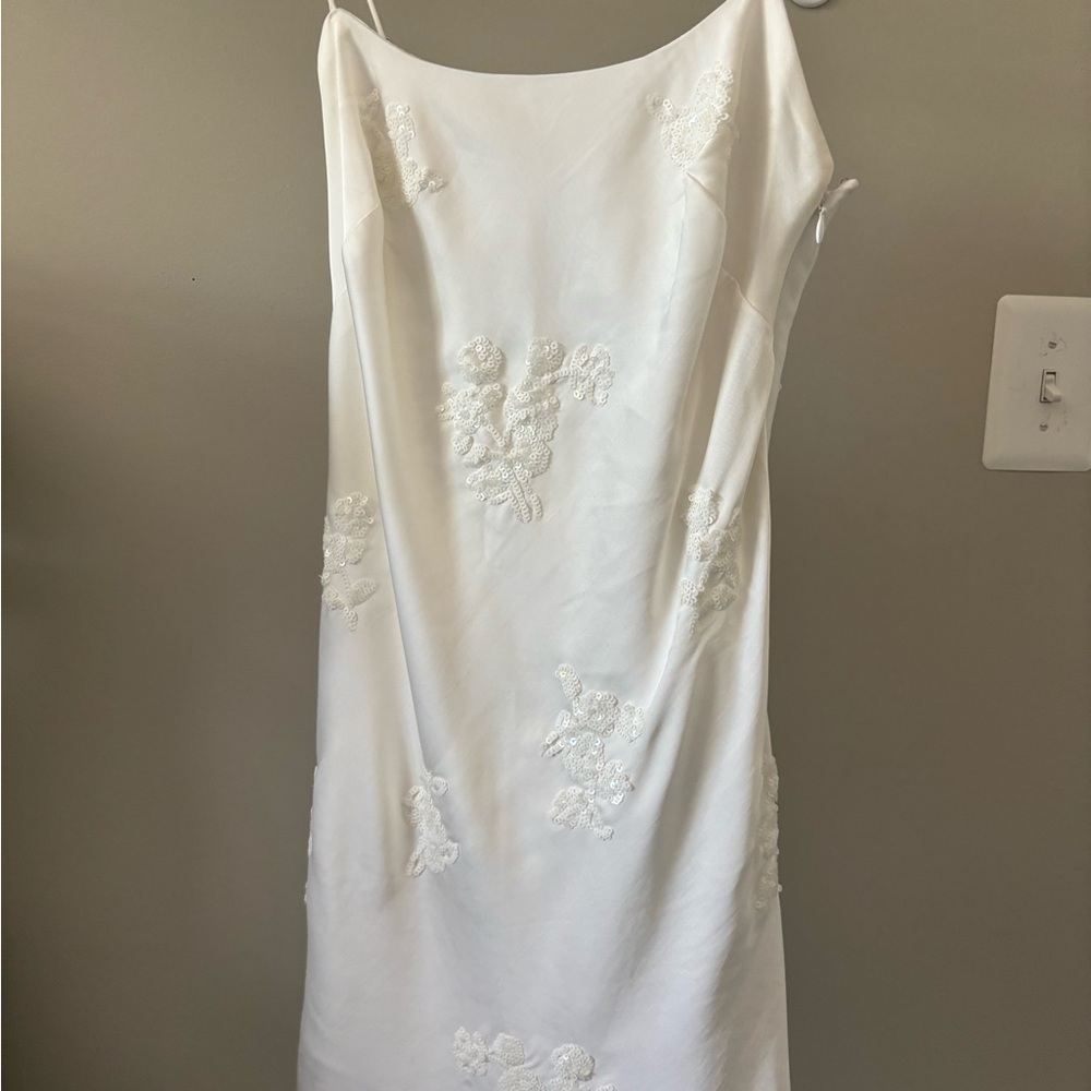 White Floral Sequin Dress